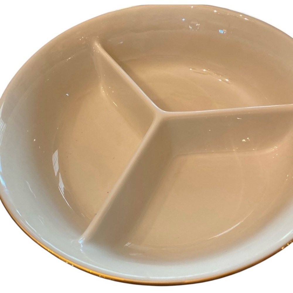 Vintage Lenox Jacquard Gold 3 Part Relish Serving Bowl.